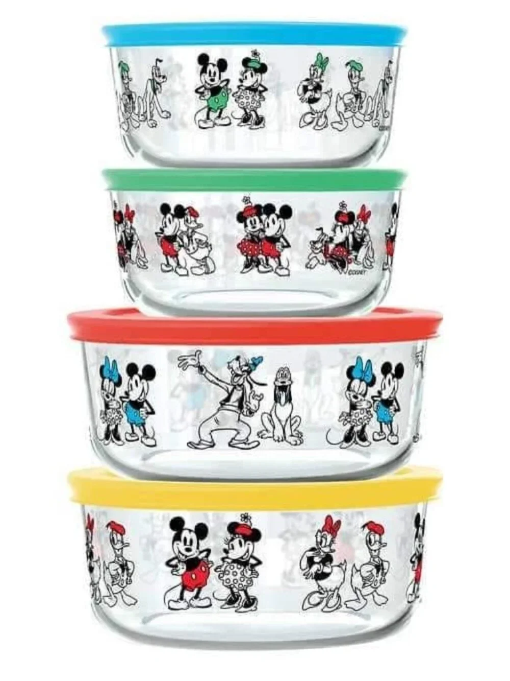 Pyrex 8-Piece Disney Mickey Mouse & Friends Decorated Food Storage Set NWT